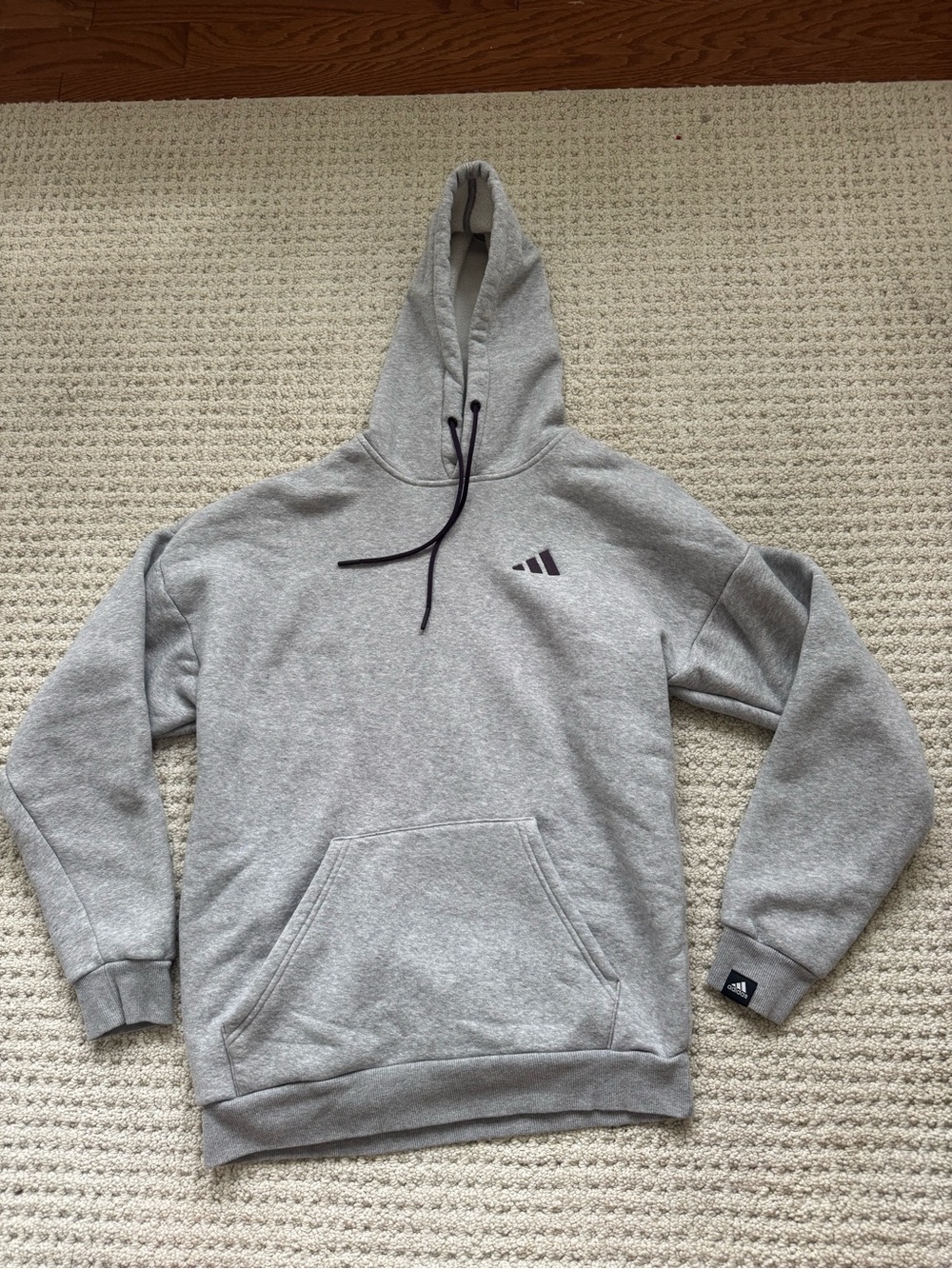 adidas Gray Pullover Hoodie with Minimal Logo